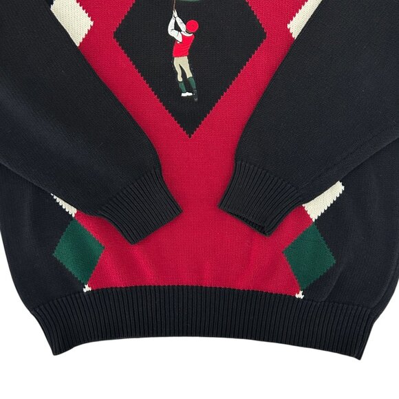 John Ashford Golf Vtg Christmas Grandpa Argyle Preppy Academia Knit Sweater (L) - Picture 4 of 12